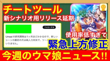 【今週のウマ娘】秋川理事長、前回の友人サポカ都留岐に使用率で完全敗北してしまい、運営怒りの緊急上方修正【新シナリオ/大豊食祭】