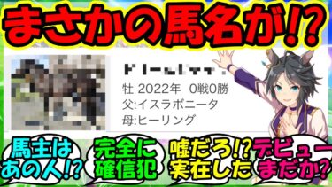 『フジキセキの孫にとんでもない名前の競走馬が誕生！？』に対するみんなの反応集 まとめ 速報 新時代の扉 【ウマ娘プリティーダービー】【かえで】