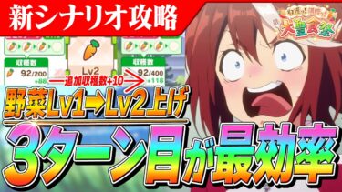 【ウマ娘】野菜Lv1→2に上げるタイミングは3ターン目で良い！？効率よく野菜を収穫するために知っておきたい知識　～追加収穫数～